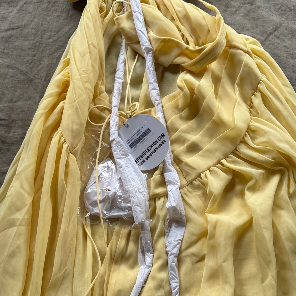 BabyBoo Indianna Lemon Yellow Halter Maxi Dress - Picture 5 of 5
